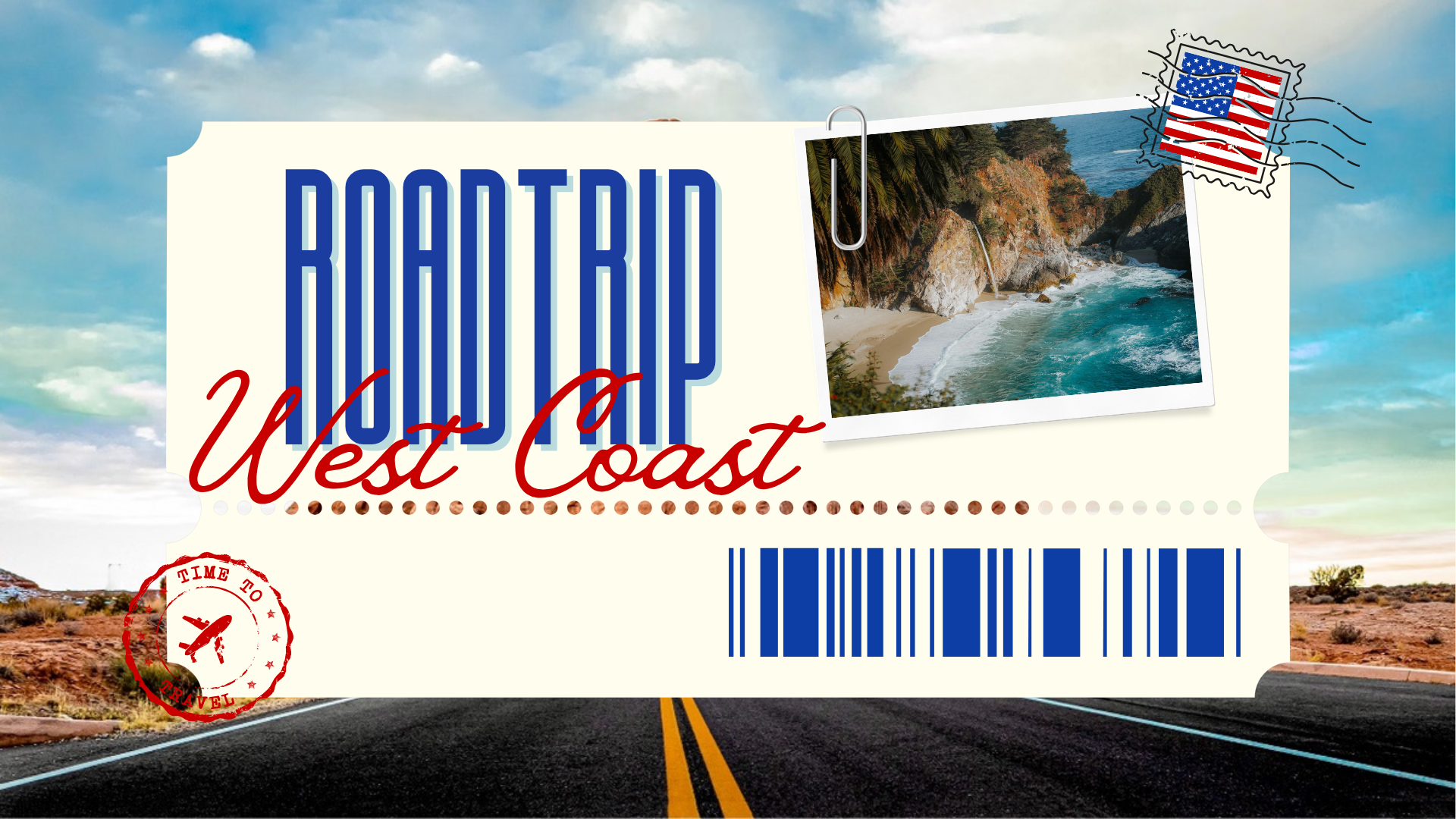 Roadtrip ticket West Coast met foto van Big Sur